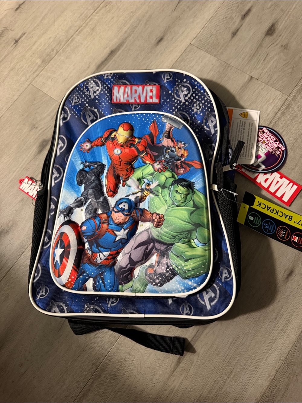 Marvel Kids' Blue Avengers Backpack - Captain America, Iron Man & Hulk